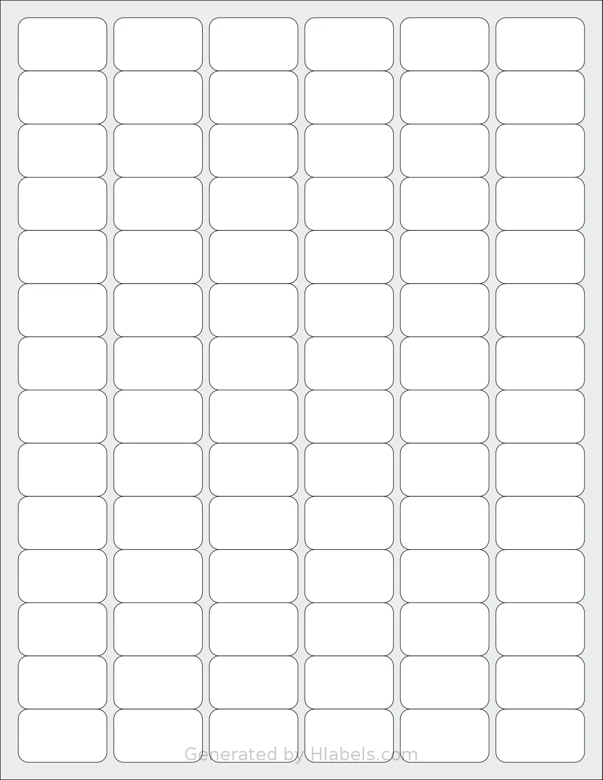 Demco® W14942240 template with 84 rectangular 1.25 x 0.75 inch labels per sheet, on Letter-size adhesive blank label sheets.