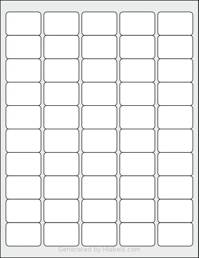 Demco® W14942260 template with 50 rectangular 1.5 x 1 inch labels per sheet, on Letter-size adhesive blank label sheets.
