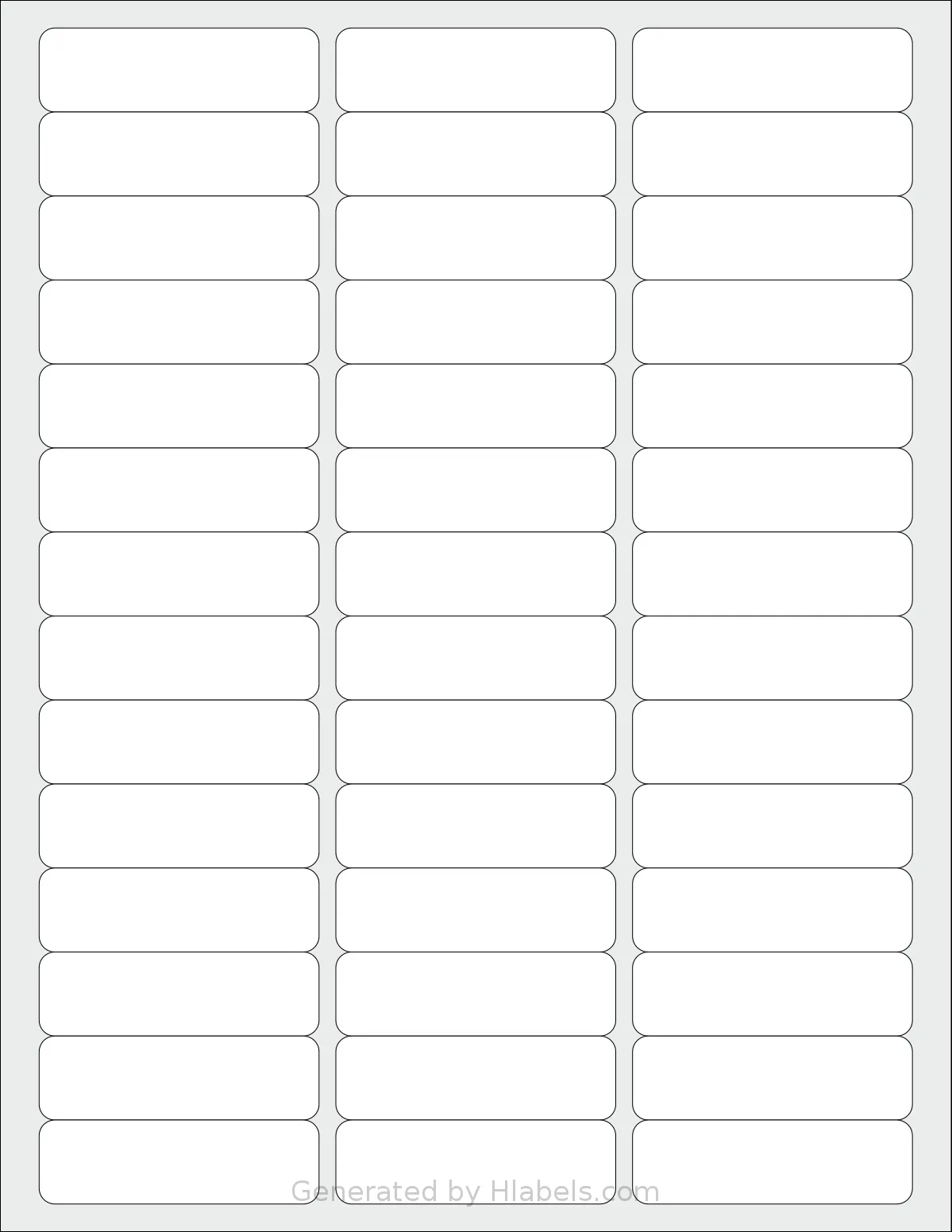 Demco® W14942280 template with 42 rectangular 2.5 x 0.75 inch labels per sheet, on Letter-size adhesive blank label sheets.