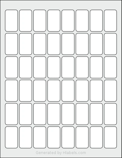 Demco® W14971390 template with 48 rectangular 0.875 x 1.5 inch labels per sheet, on Letter-size adhesive blank label sheets.