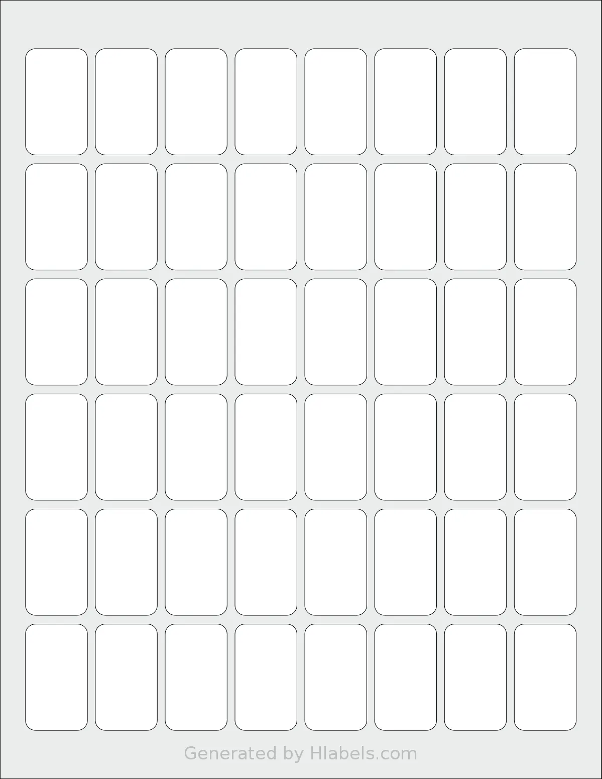 Demco® W14971390 template with 48 rectangular 0.875 x 1.5 inch labels per sheet, on Letter-size adhesive blank label sheets.