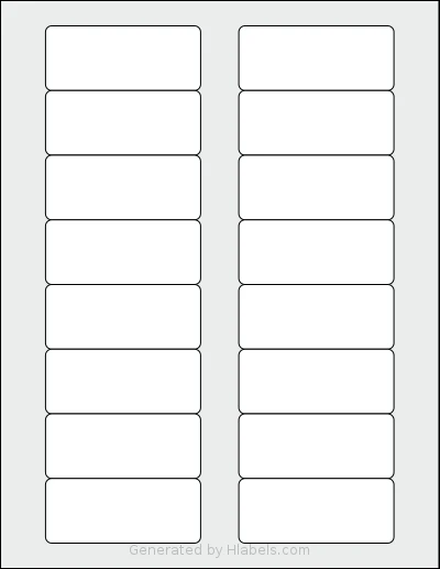 Demco® W20002720 template with 16 rectangular 3 x 1.25 inch labels per sheet, on Letter-size adhesive blank label sheets.