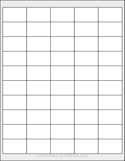 Demco® W20014740 template with 50 rectangular 1.625 x 1 inch labels per sheet, on Letter-size adhesive blank label sheets.