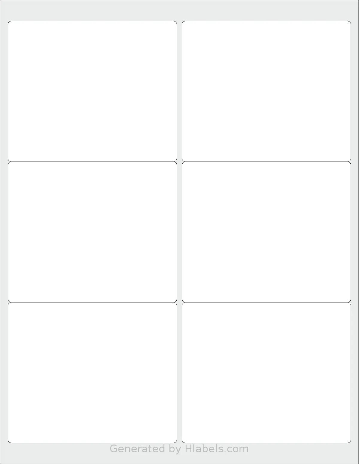 Demco® W20014950 template with 6 rectangular 4 x 3.3333 inch labels per sheet, on Letter-size adhesive blank label sheets.