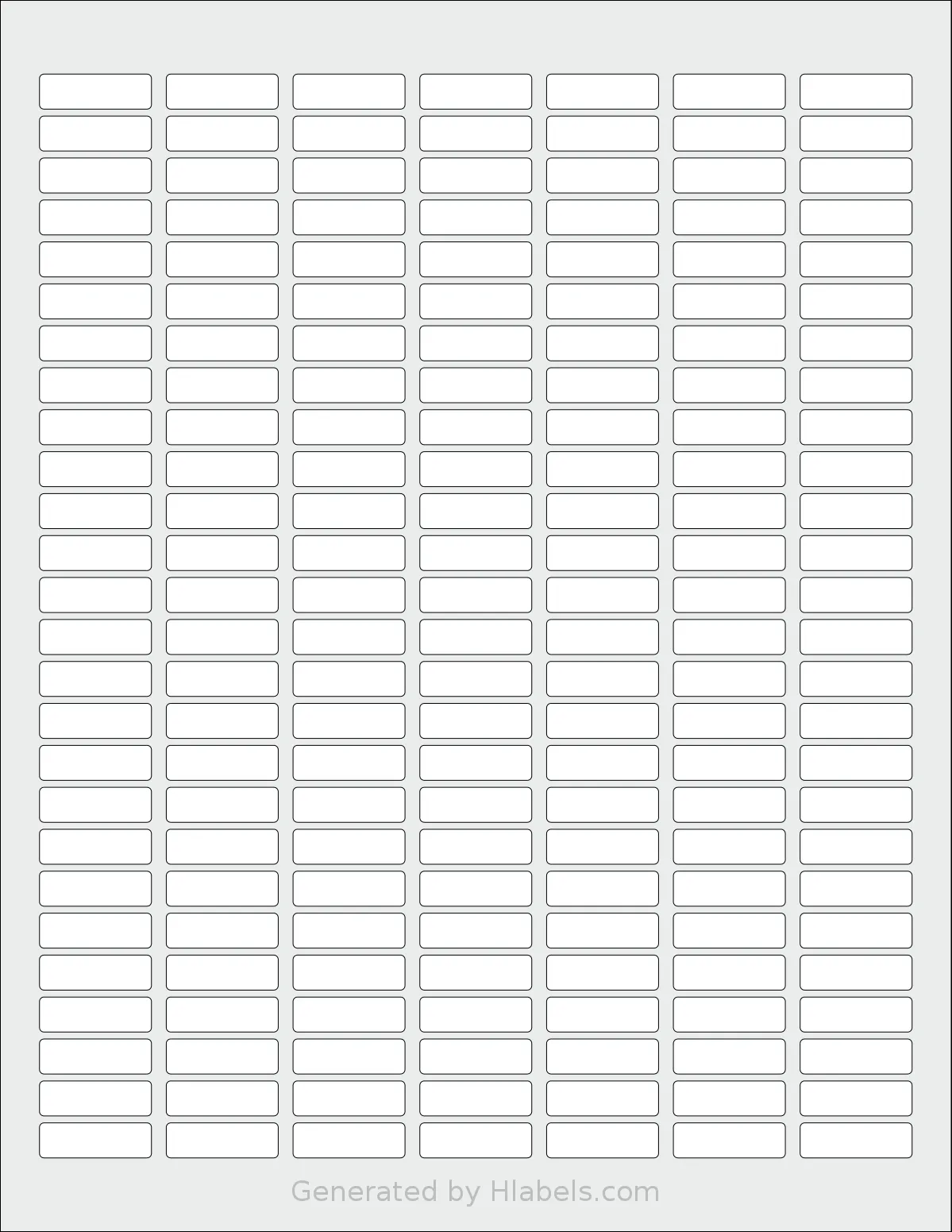Demco® W20524040 template with 182 rectangular 1 x 0.3125 inch labels per sheet, on Letter-size adhesive blank label sheets.