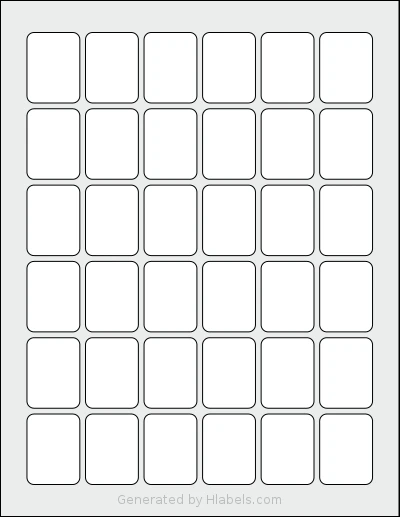 Demco® W20524080 template with 36 rectangular 1.125 x 1.5 inch labels per sheet, on Letter-size adhesive blank label sheets.