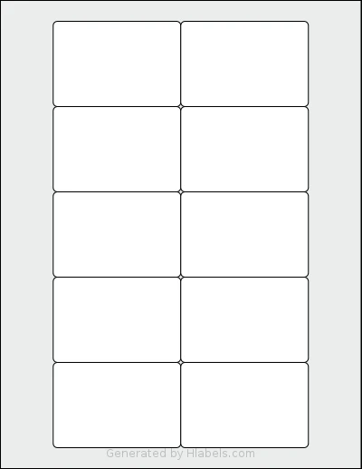 Gemsroyal® G1023 template with 10 rectangular 3 x 2 inch labels per sheet, on Letter-size adhesive blank label sheets.