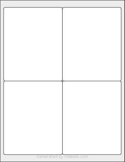 Gemsroyal® G445 template with 4 rectangular 4 x 5 inch labels per sheet, on Letter-size adhesive blank label sheets.