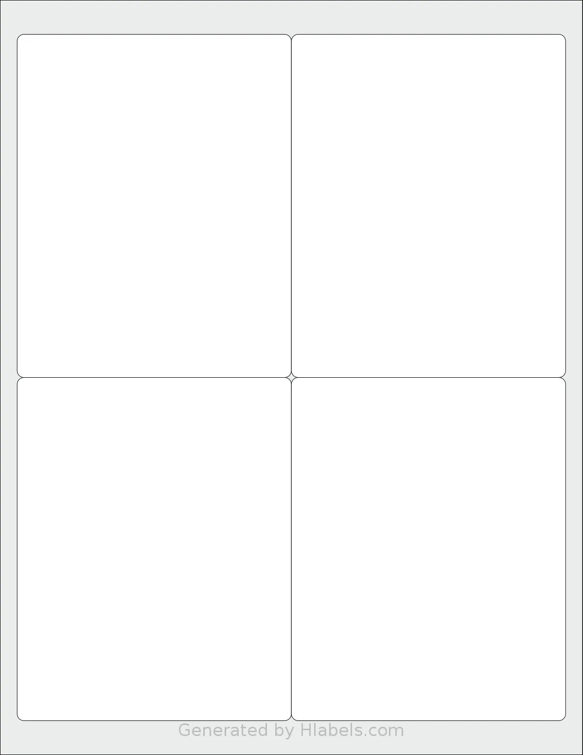 Gemsroyal® G445 template with 4 rectangular 4 x 5 inch labels per sheet, on Letter-size adhesive blank label sheets.