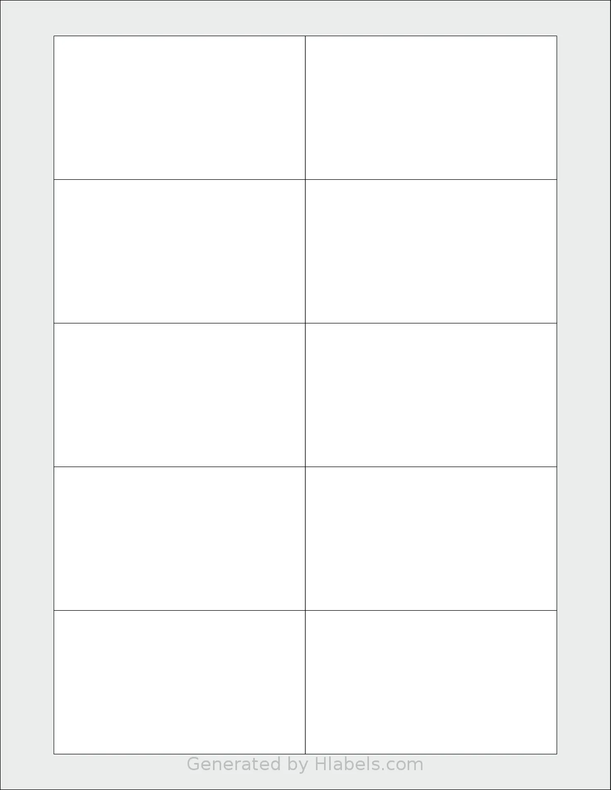Kleertech® 10-UP1 template with 10 rectangular 3.5 x 2 inch labels per sheet, on Letter-size adhesive blank label sheets.