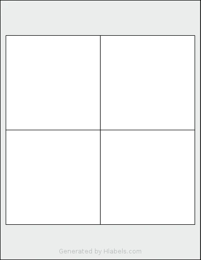 Kleertech® 4-UP template with 4 square 4 x 4 inch labels per sheet, on Letter-size adhesive blank label sheets.