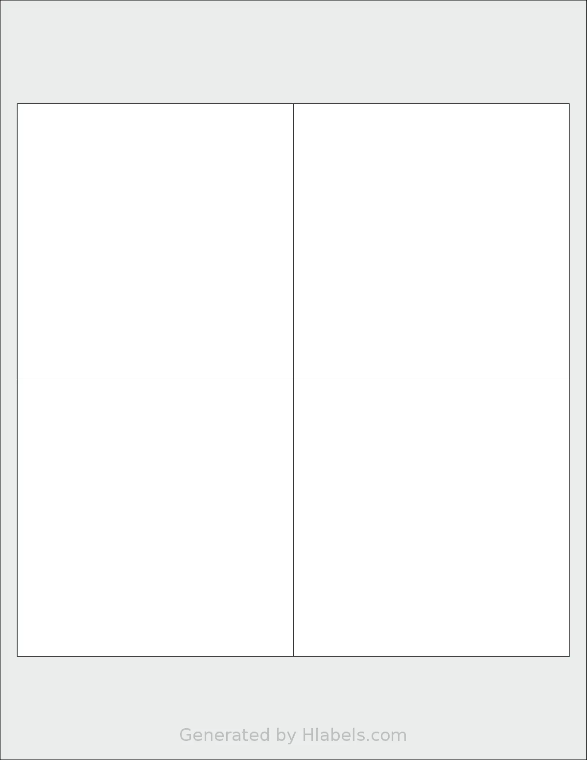 Kleertech® 4-UP template with 4 square 4 x 4 inch labels per sheet, on Letter-size adhesive blank label sheets.