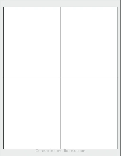 Kleertech® 4-UP1 template with 4 rectangular 4 x 5 inch labels per sheet, on Letter-size adhesive blank label sheets.