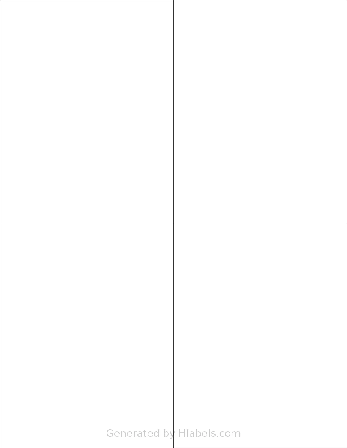 Kleertech® 4-UP2 template with 4 rectangular 4.25 x 5.5 inch labels per sheet, on Letter-size adhesive blank label sheets.
