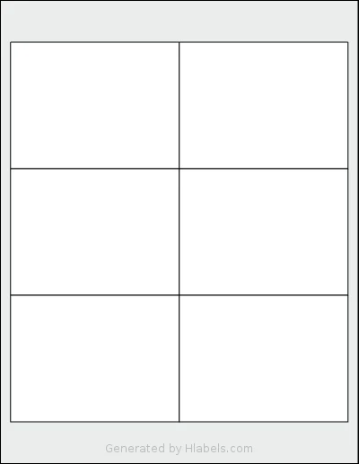 Kleertech® 6-UP template with 6 rectangular 4 x 3 inch labels per sheet, on Letter-size adhesive blank label sheets.