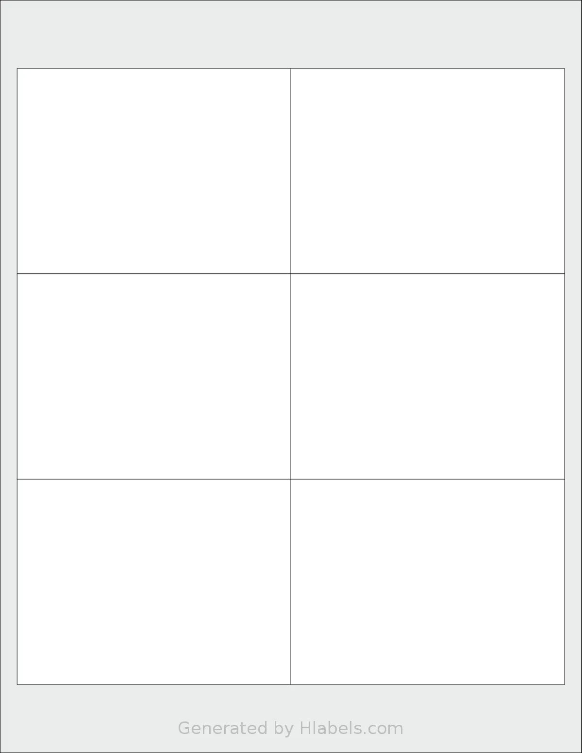 Kleertech® 6-UP template with 6 rectangular 4 x 3 inch labels per sheet, on Letter-size adhesive blank label sheets.