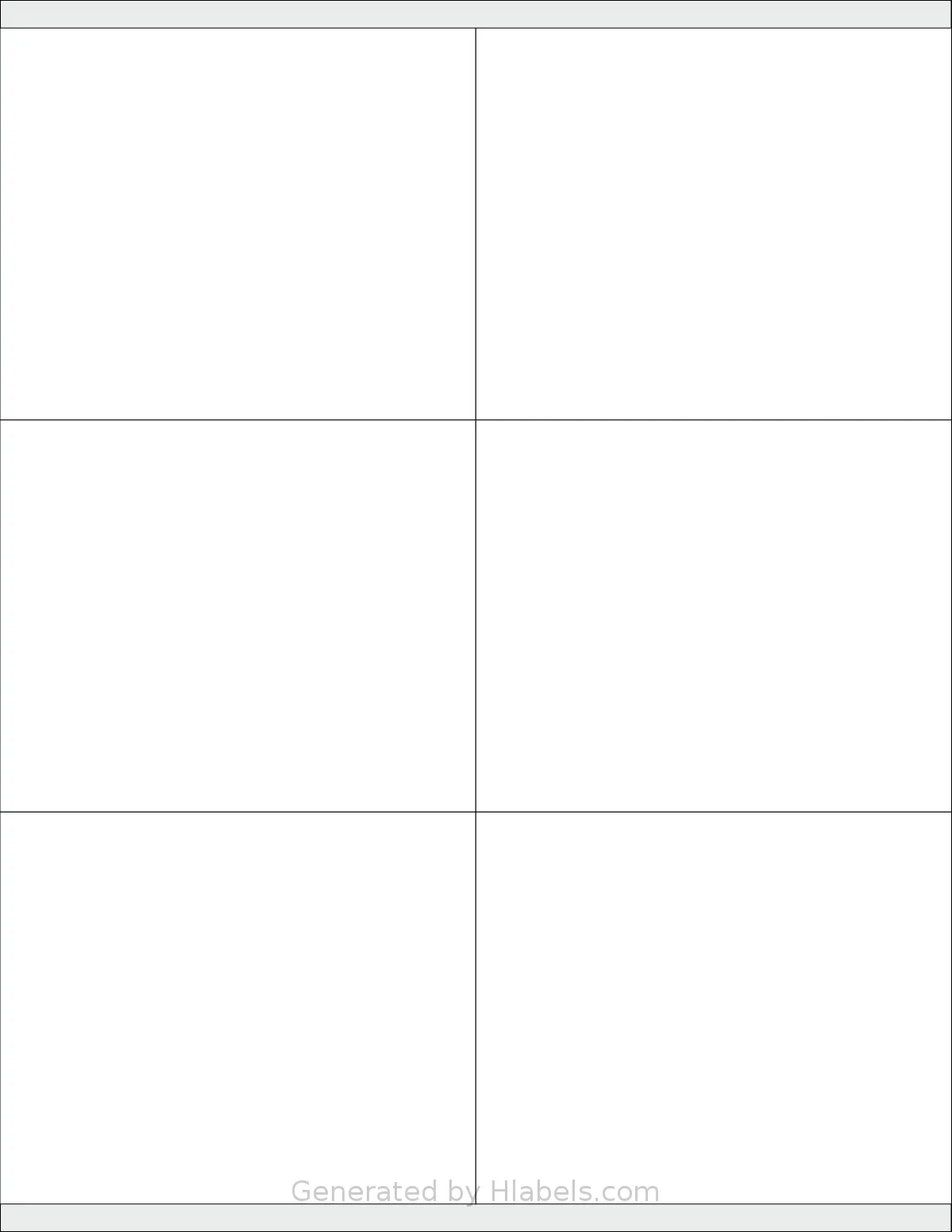 Kleertech® 6-UP1 template with 6 rectangular 4.25 x 3.5 inch labels per sheet, on Letter-size adhesive blank label sheets.