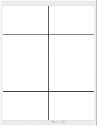Kleertech® 8-UP template with 8 rectangular 4 x 2.5 inch labels per sheet, on Letter-size adhesive blank label sheets.