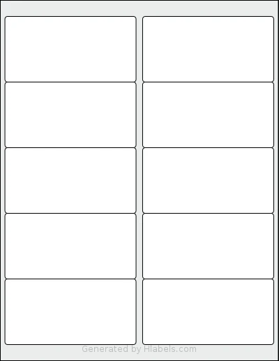 Lliked® 10 template with 10 rectangular 4 x 2 inch labels per sheet, on Letter-size adhesive blank label sheets.