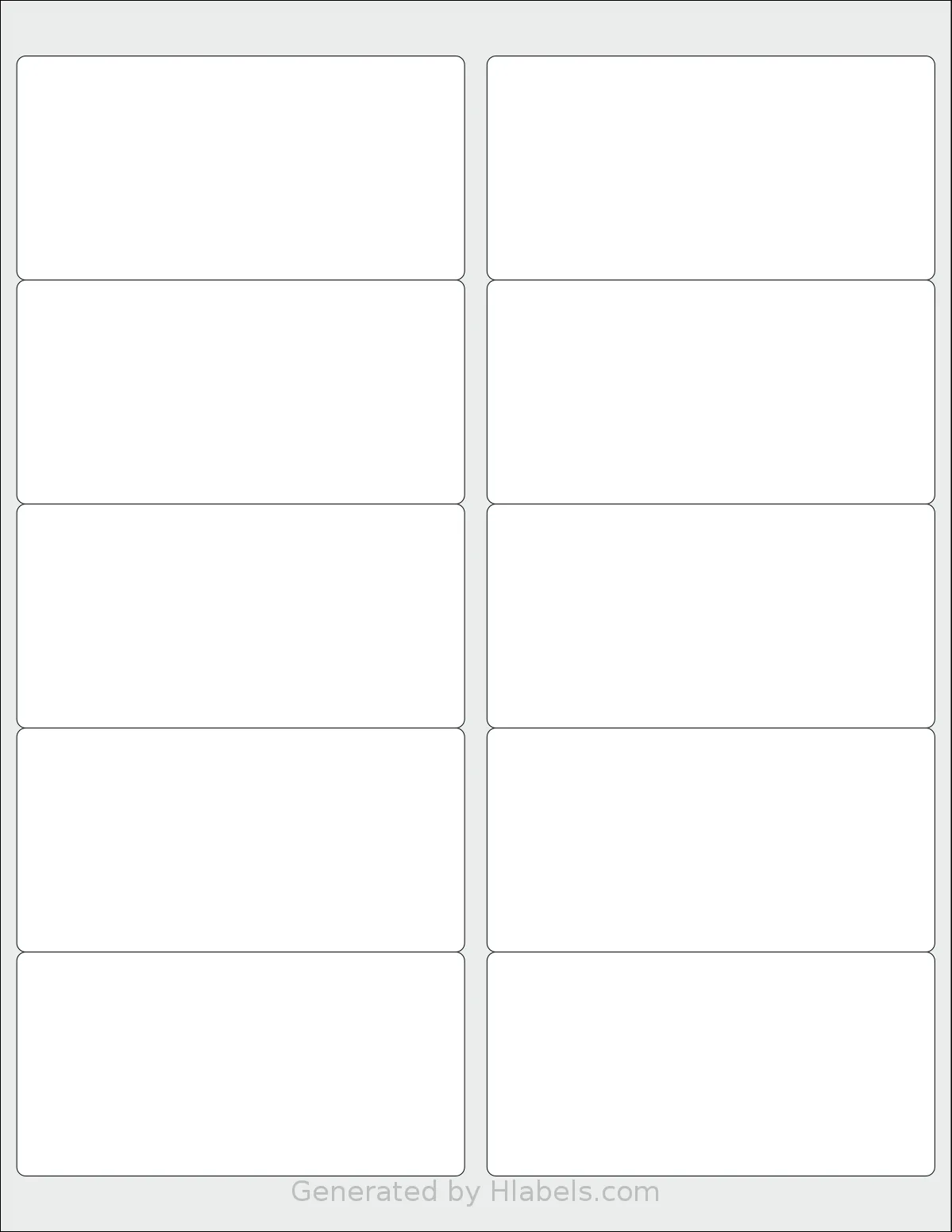 Lliked® 10 template with 10 rectangular 4 x 2 inch labels per sheet, on Letter-size adhesive blank label sheets.