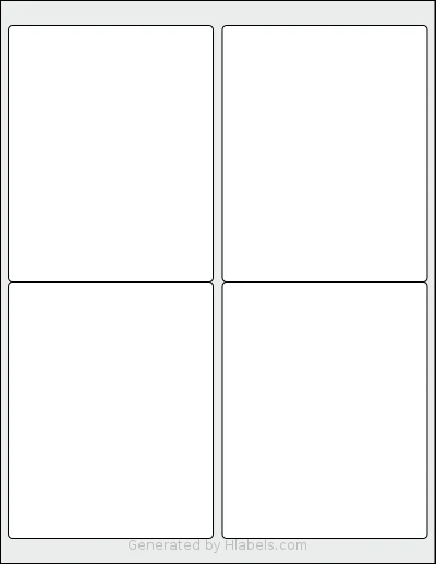 Lliked® 4 template with 4 rectangular 4 x 5 inch labels per sheet, on Letter-size adhesive blank label sheets.