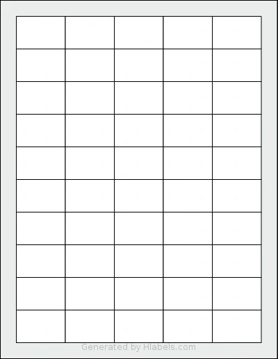 MacoLabels® ML-5000 template with 50 rectangular 1.5 x 1 inch labels per sheet, on Letter-size adhesive blank label sheets.