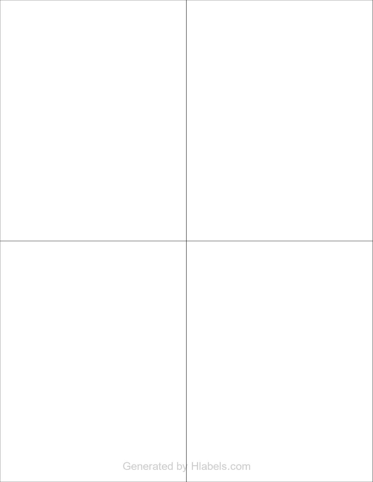 MaxGear® Template-3380 template with 4 rectangular 4.25 x 5.5 inch labels per sheet, on Letter-size adhesive blank label sheets.