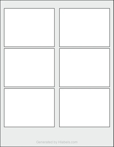 MaxGear® Template-5011 template with 6 rectangular 3.75 x 2.875 inch labels per sheet, on Letter-size adhesive blank label sheets.