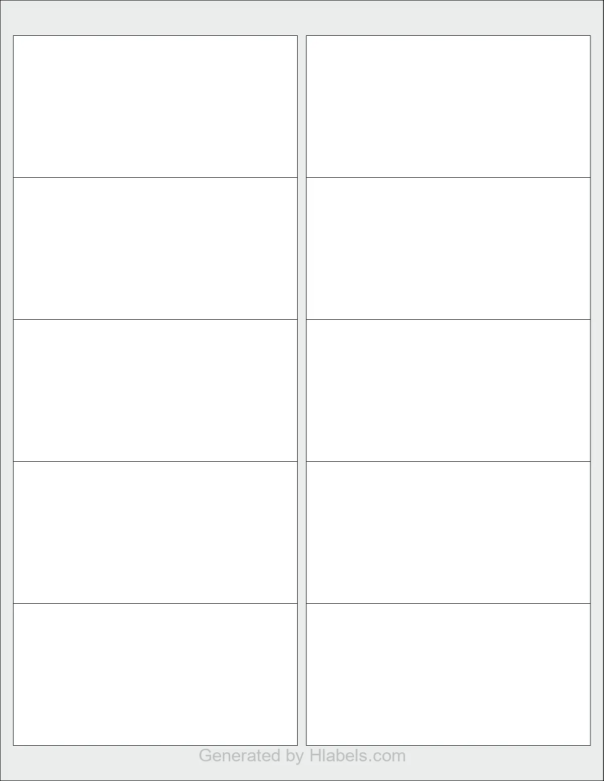 MaxGear® Template-5163 template with 10 rectangular 4 x 2 inch labels per sheet, on Letter-size adhesive blank label sheets.