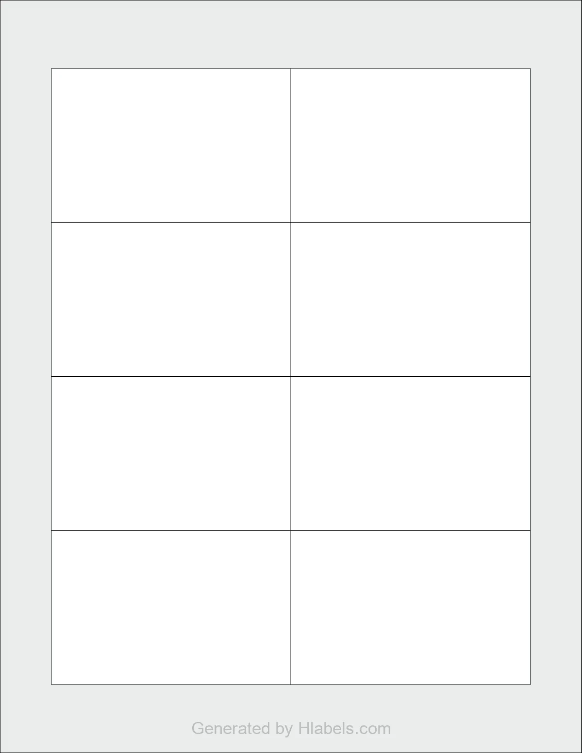MaxGear® Template-5390 template with 8 rectangular 3.5 x 2.25 inch labels per sheet, on Letter-size adhesive blank label sheets.