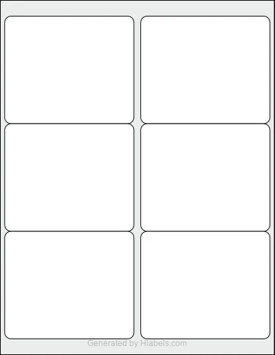 MaxGear® Template-95905 template with 6 rectangular 4 x 3.3333 inch labels per sheet, on Letter-size adhesive blank label sheets.