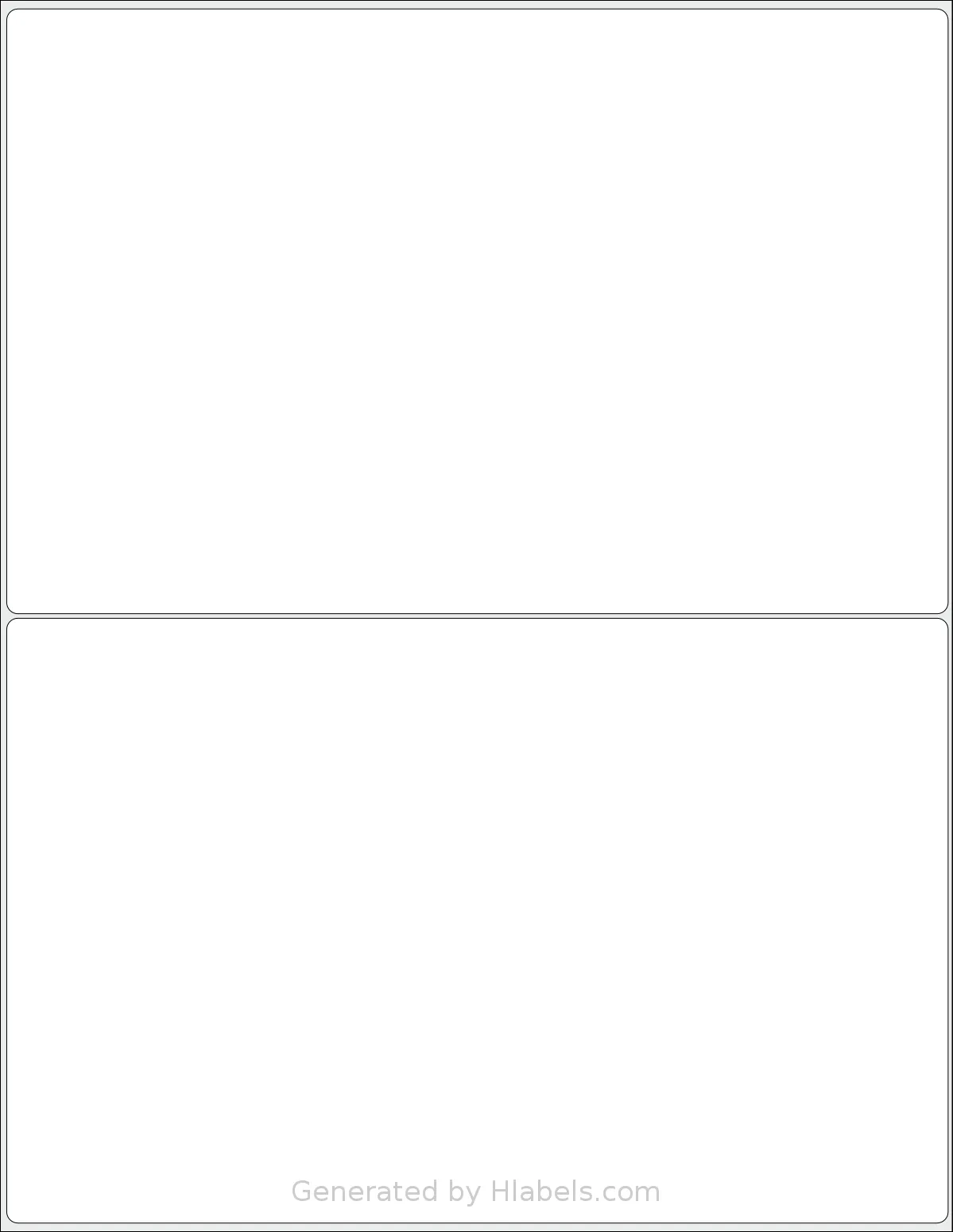 Methdic® 2-UP template with 2 rectangular 8.4 x 5.4 inch labels per sheet, on Letter-size adhesive blank label sheets.