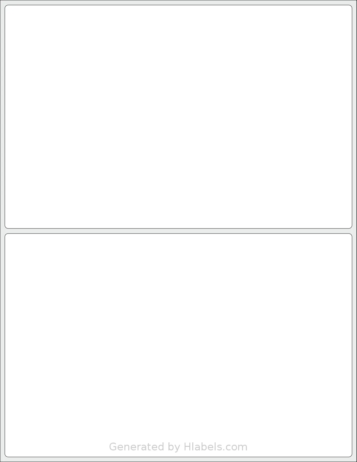 MfLabel® A4280215R template with 2 rectangular 8.27 x 5.32 inch labels per sheet, on Letter-size adhesive blank label sheets.