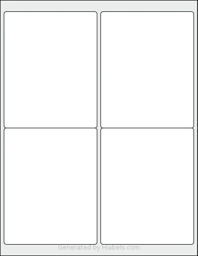 MfLabel® TT1011274 template with 4 rectangular 4 x 5 inch labels per sheet, on Letter-size adhesive blank label sheets.