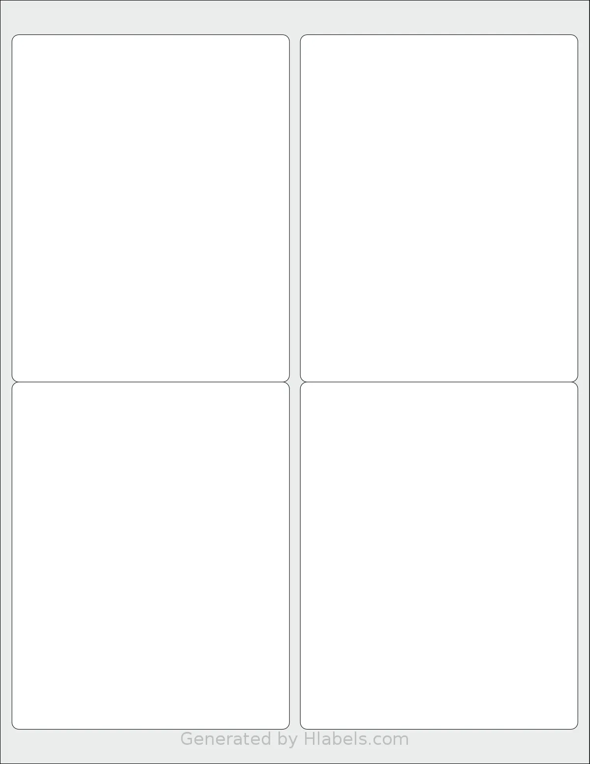 MfLabel® TT1011274 template with 4 rectangular 4 x 5 inch labels per sheet, on Letter-size adhesive blank label sheets.