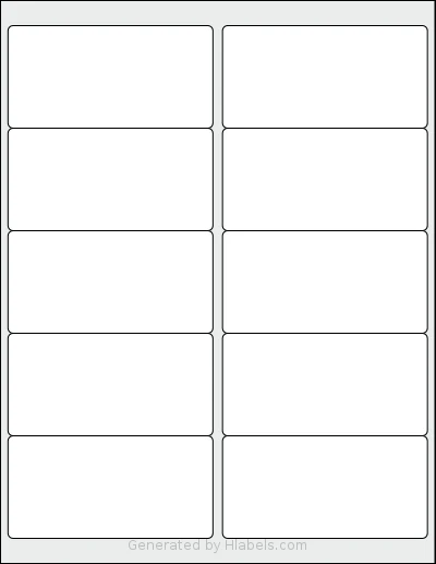 MfLabel® TT5010210 template with 10 rectangular 4 x 2 inch labels per sheet, on Letter-size adhesive blank label sheets.