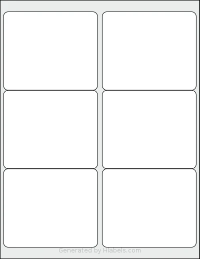 MfLabel® TT85 template with 6 rectangular 4 x 3.33 inch labels per sheet, on Letter-size adhesive blank label sheets.