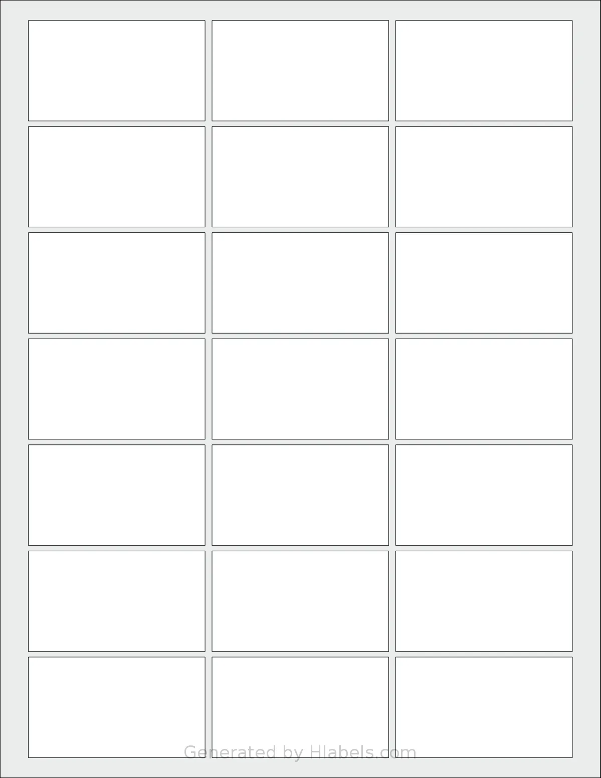 MrLabel® MR271 template with 21 rectangular 2.5 x 1.4212 inch labels per sheet, on Letter-size adhesive blank label sheets.