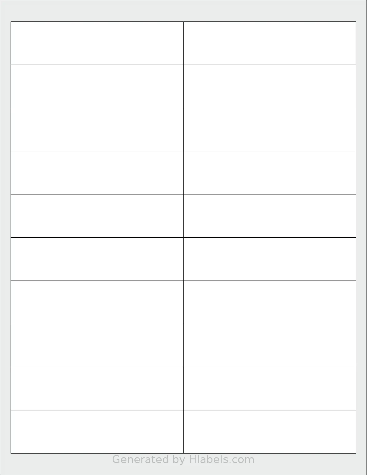MrLabel® MR309 template with 20 rectangular 4 x 1 inch labels per sheet, on Letter-size adhesive blank label sheets.