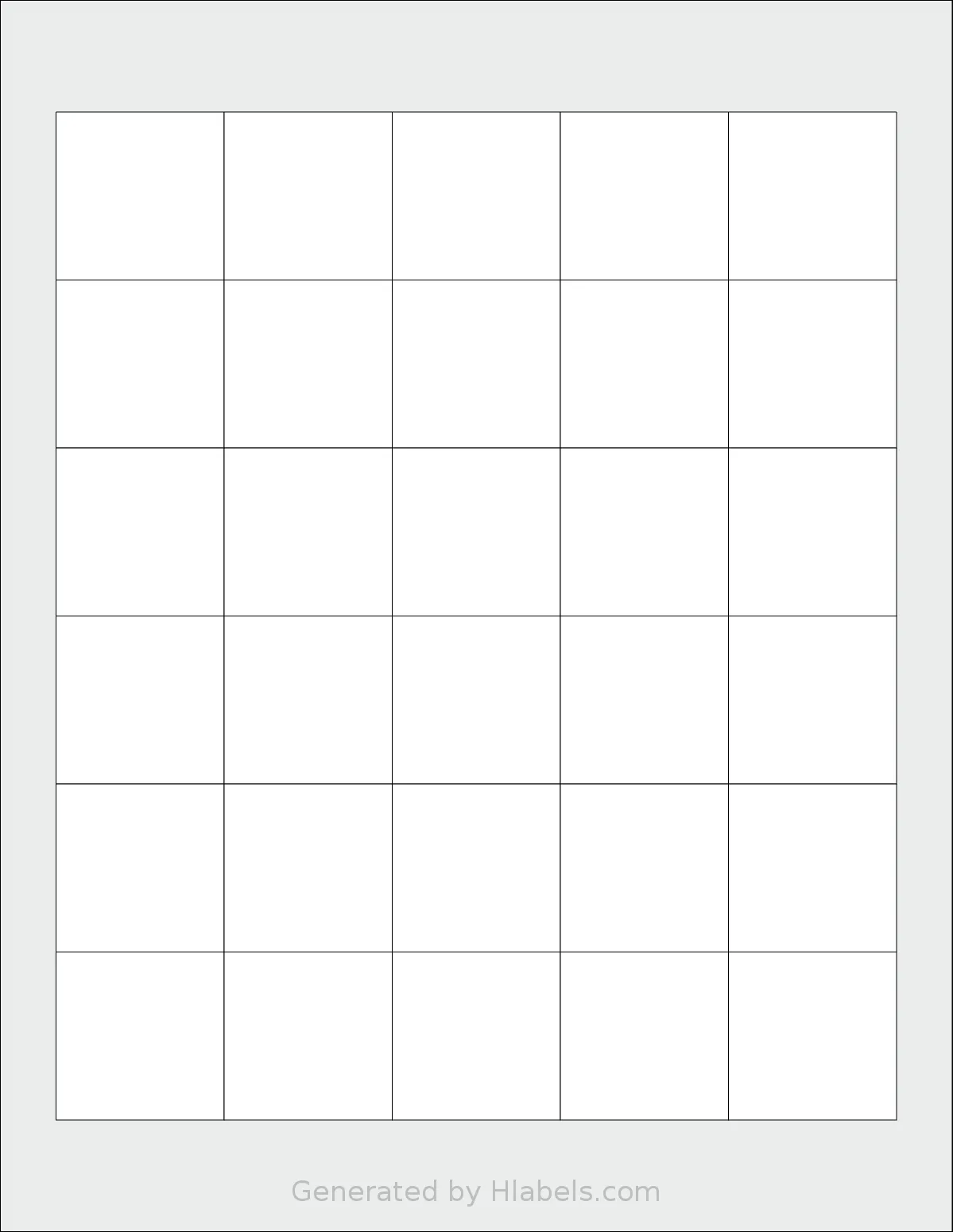 MrLabel® MR312 template with 30 square 1.5 x 1.5 inch labels per sheet, on Letter-size adhesive blank label sheets.