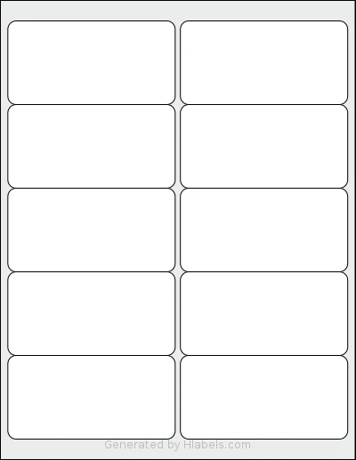 MrLabel® MR321 template with 10 rectangular 4 x 2 inch labels per sheet, on Letter-size adhesive blank label sheets.