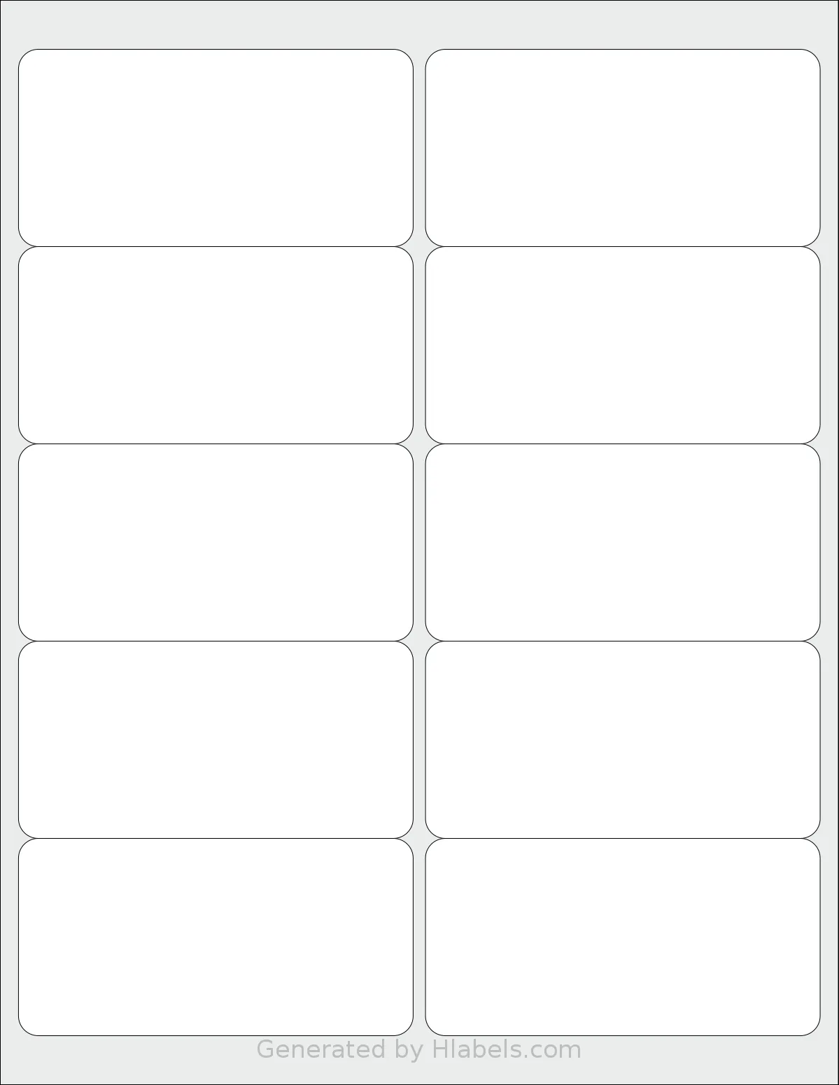 MrLabel® MR321 template with 10 rectangular 4 x 2 inch labels per sheet, on Letter-size adhesive blank label sheets.