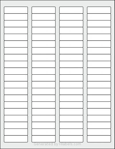 MrLabel® MR322 template with 80 rectangular 1.75 x 0.5 inch labels per sheet, on Letter-size adhesive blank label sheets.