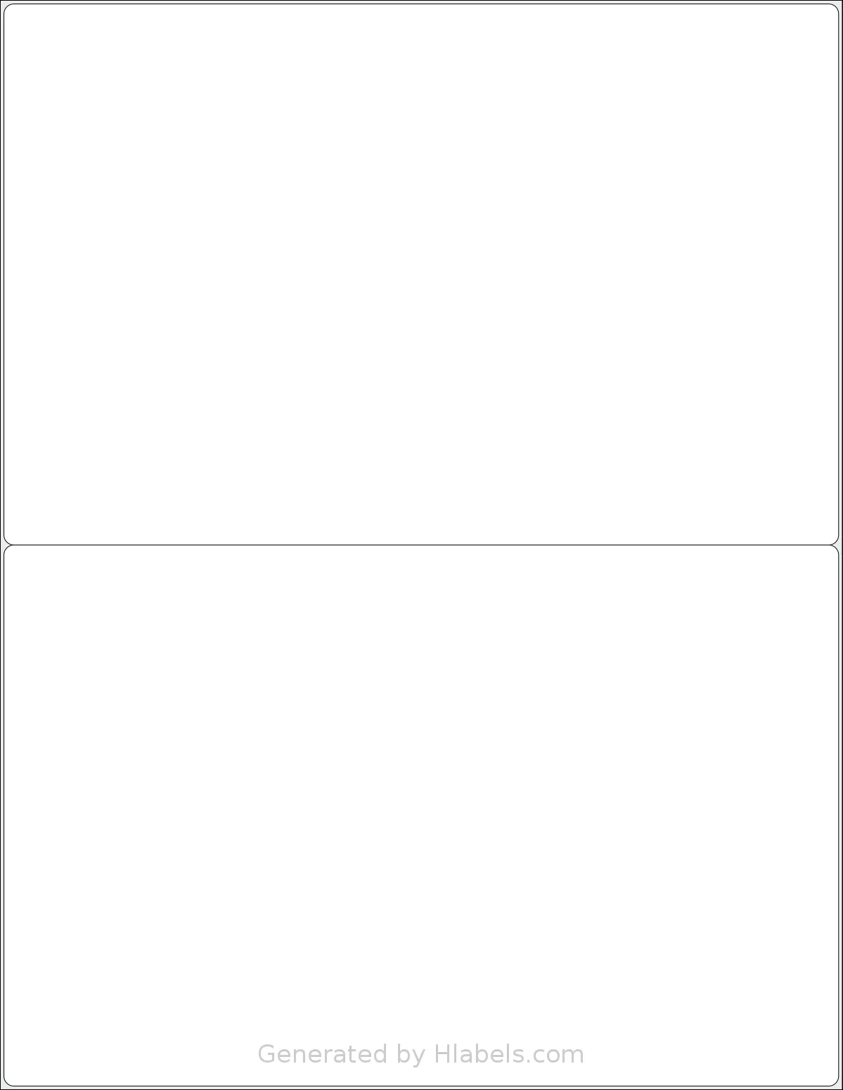 MrLabel® MR325 template with 2 rectangular 8.42 x 5.4604 inch labels per sheet, on Letter-size adhesive blank label sheets.