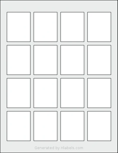 MrLabel® MR327 template with 16 rectangular 1.6874 x 2.1248 inch labels per sheet, on Letter-size adhesive blank label sheets.