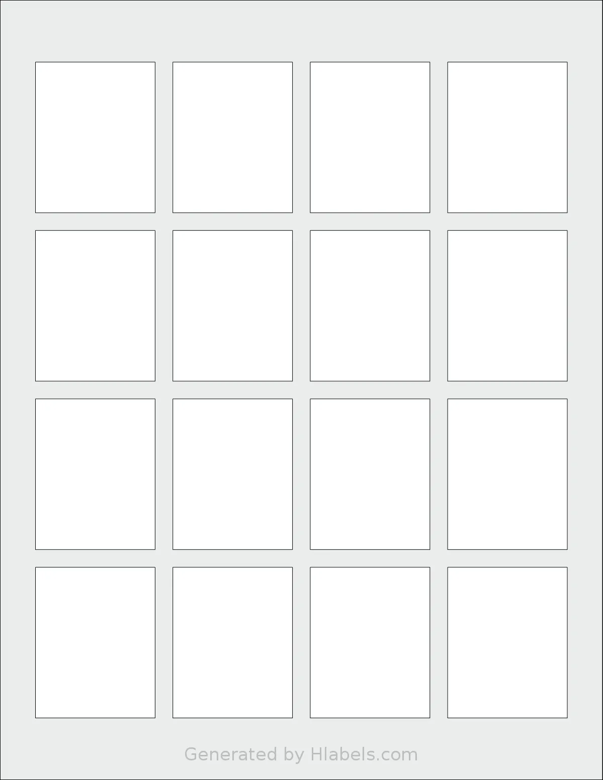 MrLabel® MR327 template with 16 rectangular 1.6874 x 2.1248 inch labels per sheet, on Letter-size adhesive blank label sheets.