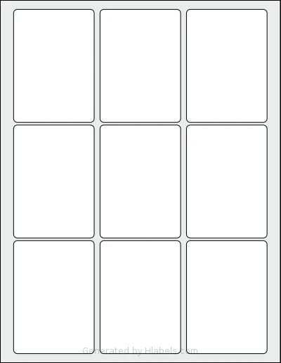 MrLabel® MR520 template with 9 rectangular 2.4409 x 3.4252 inch labels per sheet, on Letter-size adhesive blank label sheets.