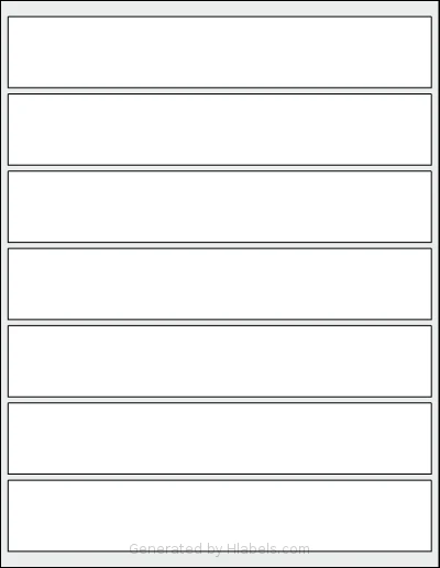 MrLabel® MR530 template with 7 rectangular 8.1889 x 1.3779 inch labels per sheet, on Letter-size adhesive blank label sheets.
