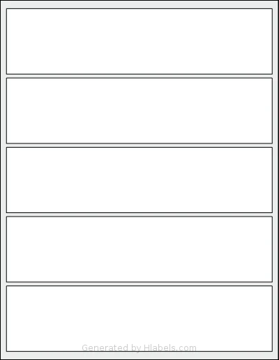 MrLabel® MR535 template with 5 rectangular 8.1062 x 2 inch labels per sheet, on Letter-size adhesive blank label sheets.