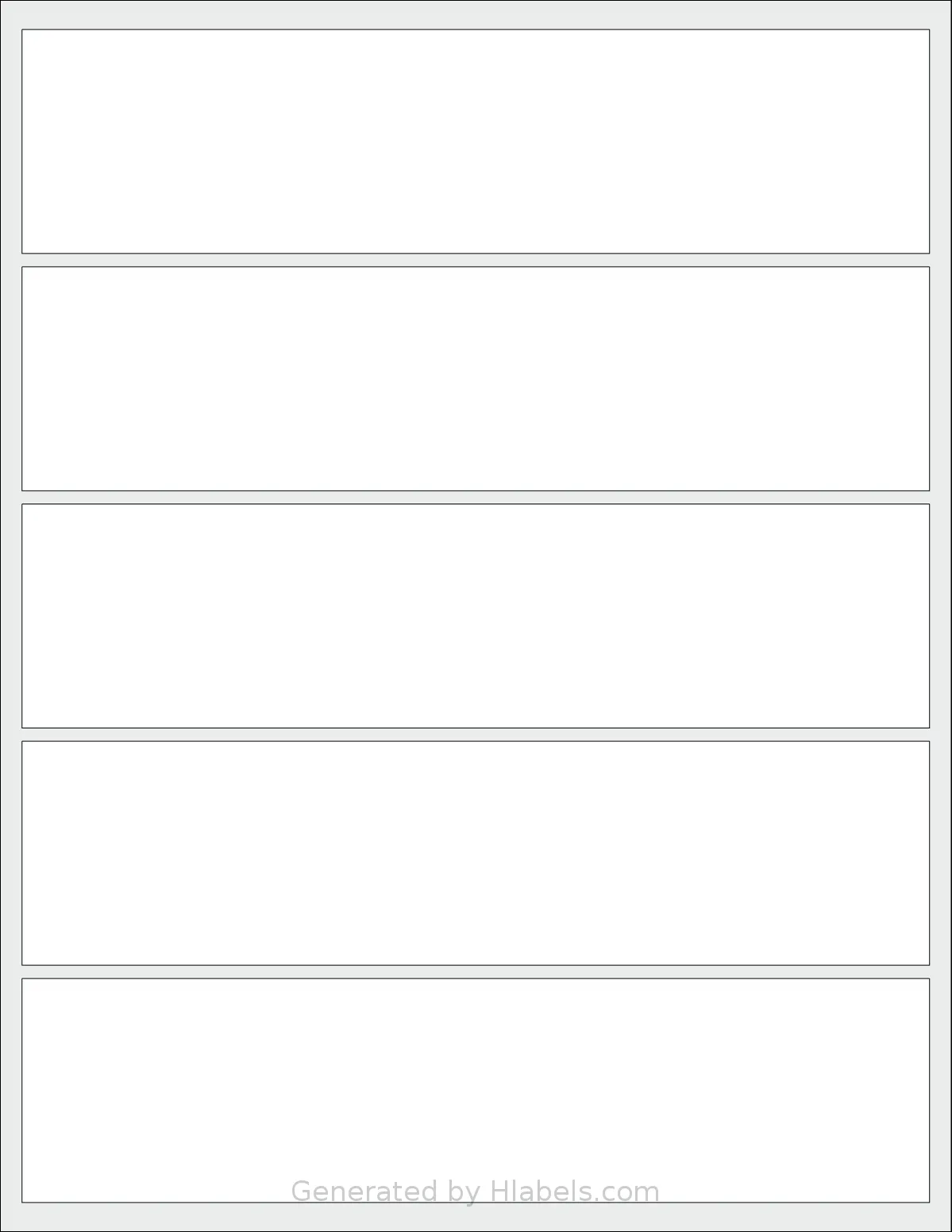 MrLabel® MR535 template with 5 rectangular 8.1062 x 2 inch labels per sheet, on Letter-size adhesive blank label sheets.